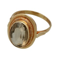 Rose gouden vintage ring met Smokey Topaz. 