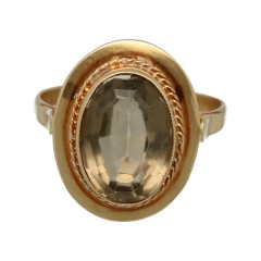 Rose gouden vintage ring met Smokey Topaz. 