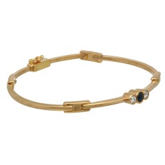 14Krt. gouden armband gezet met blauwe saffier en Briljant 0.20Ct.