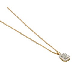 Geelgouden collier bezet met Briljant en Baguette 0.40 Ct