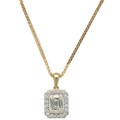 Geelgouden collier bezet met Briljant en Baguette 0.40 Ct