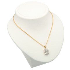 Geelgouden collier bezet met Briljant en Baguette 0.40 Ct