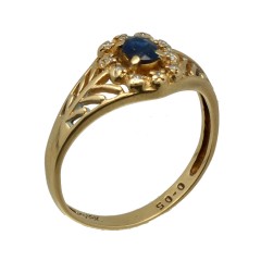 18 krt gouden ring Saffier-Diamant