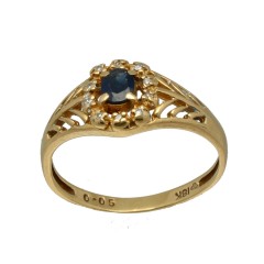 18 krt gouden ring Saffier-Diamant