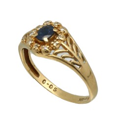 18 krt gouden ring Saffier-Diamant