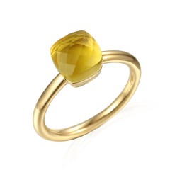 14 krt gouden ring met Lemon Quartz