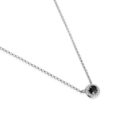 Witgouden Collier met Diamant en Blauwe Saffier