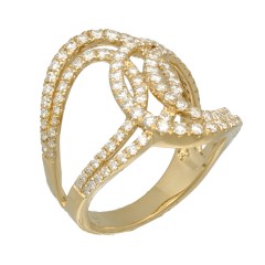 14Krt. gouden Fantasie ring gezet met Briljant 1.18Ct. 