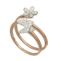 14Krt. Rosegouden ''Butterfly'' ring gezet met Briljant 0.22Ct.