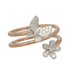 14Krt. Rosegouden ''Butterfly'' ring gezet met Briljant 0.22Ct.