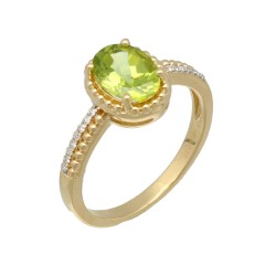 14Krt. gouden ring gezet met Peridot & Diamant