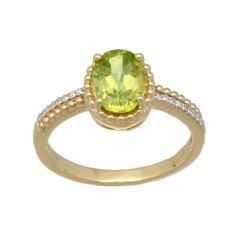 14Krt. gouden ring gezet met Peridot & Diamant