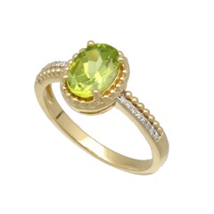 14Krt. gouden ring gezet met Peridot & Diamant
