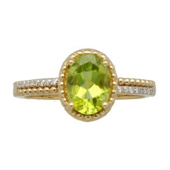 14Krt. gouden ring gezet met Peridot & Diamant