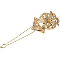 18 Krt. geelgouden broche-haarspeld met Briljanten ca 4,5 ct.