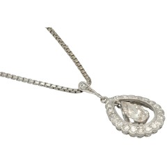 14Krt witgoud collier ''Peervormige'' diamant 1.5Ct. 