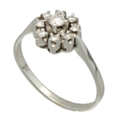 14 Krt Witgouden rozet ring met Briljant ca. 0.35 Ct