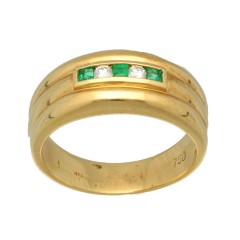 18Krt. gouden ring Smaragd 0.15 & Briljant 0.07Ct. 