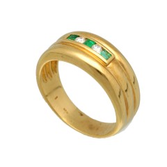 18Krt. gouden ring Smaragd 0.15 & Briljant 0.07Ct. 