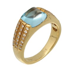 18Krt. gouden ring met Aquamarijn & Briljant 0.42Ct. 