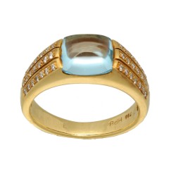 18Krt. gouden ring met Aquamarijn & Briljant 0.42Ct. 