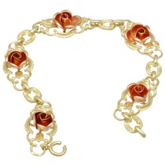 14 krt Vintage gouden armband met Rozen .