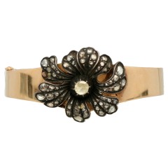 14 Krt Antiek gouden armband oud slijpsel diamant.