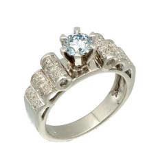 14Krt. witgouden ring met Briljant en Blauwe diamant 0.91Ct. 