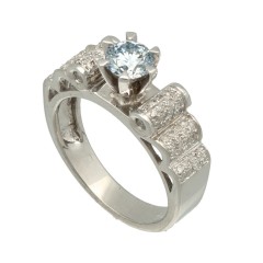 14Krt. witgouden ring met Briljant en Blauwe diamant 0.91Ct. 