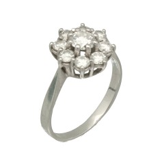 14Krt. Witgouden Entourage ring 1.18Ct Briljant