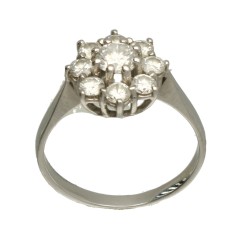 14Krt. Witgouden Entourage ring 1.18Ct Briljant