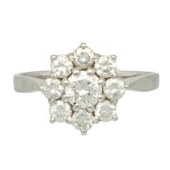 14Krt. Witgouden Entourage ring 1.18Ct Briljant