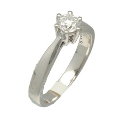 Witgouden Solitairring met briljant van 0.47 Ct