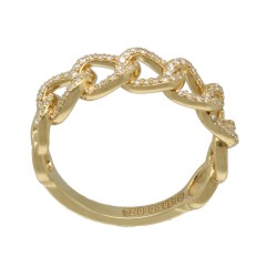 Diamanten schakel ring in 14 krt goud.