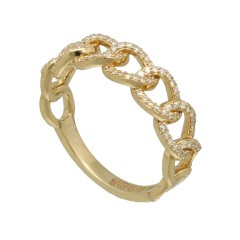 Diamanten schakel ring in 14 krt goud.