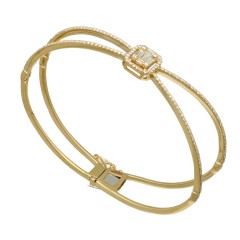 Geelgouden Armband bezet met Baguette en Briljant 1.24 Ct