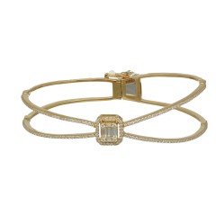 Geelgouden Armband bezet met Baguette en Briljant 1.24 Ct