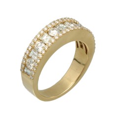 14 krt geelgouden rij-ring met Diamant 1.37Ct