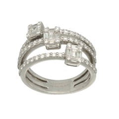 18Krt. Witgouden ring gezet met Baguette & Briljant 1.01Ct. 