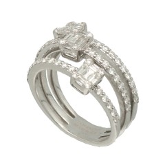 18Krt. Witgouden ring gezet met Baguette & Briljant 1.01Ct. 