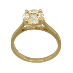 Geelgouden rozet ring met Markies en Princess Diamant