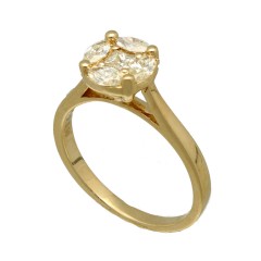 Geelgouden rozet ring met Markies en Princess Diamant