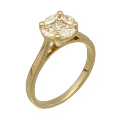 Geelgouden rozet ring met Markies en Princess Diamant