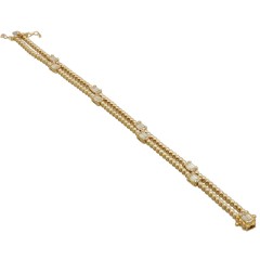 Geelgouden 2 rijen tennisarmband bezet met Briljant en Baguette 2.38 Ct