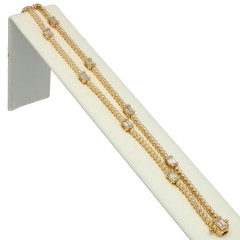 Geelgouden 2 rijen tennisarmband bezet met Briljant en Baguette 2.38 Ct