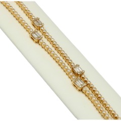 Geelgouden 2 rijen tennisarmband bezet met Briljant en Baguette 2.38 Ct