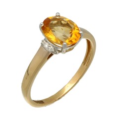 Gouden ring met Citrien en Briljant