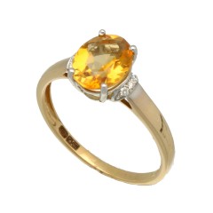 Gouden ring met Citrien en Briljant