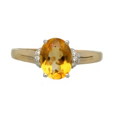 Gouden ring met Citrien en Briljant