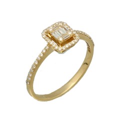 Geelgouden Baguette Briljant ring 0.30 Ct